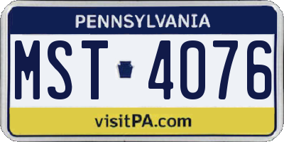 PA license plate MST4076