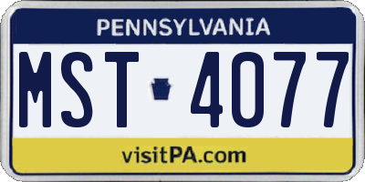 PA license plate MST4077