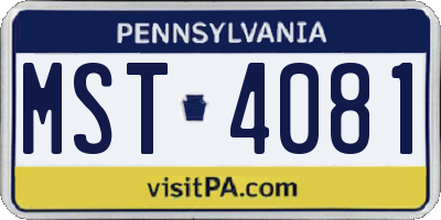PA license plate MST4081