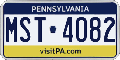 PA license plate MST4082