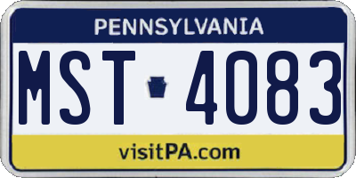 PA license plate MST4083