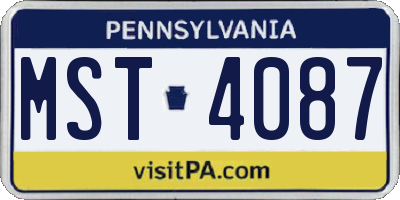 PA license plate MST4087