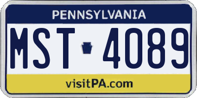 PA license plate MST4089