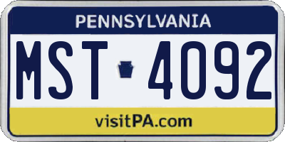 PA license plate MST4092