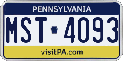 PA license plate MST4093