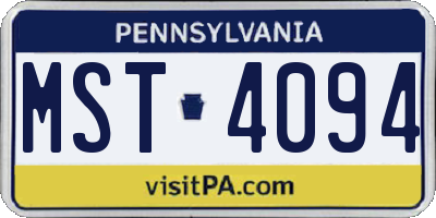 PA license plate MST4094