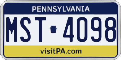 PA license plate MST4098