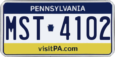 PA license plate MST4102