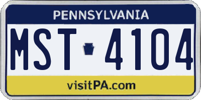 PA license plate MST4104
