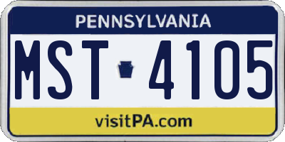 PA license plate MST4105