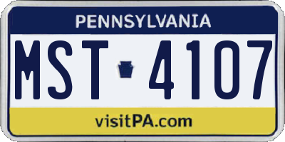 PA license plate MST4107