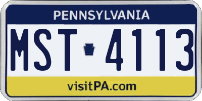 PA license plate MST4113