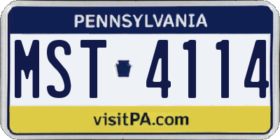 PA license plate MST4114