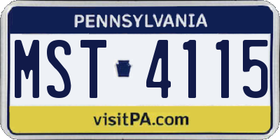PA license plate MST4115