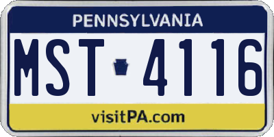 PA license plate MST4116