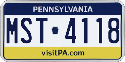 PA license plate MST4118