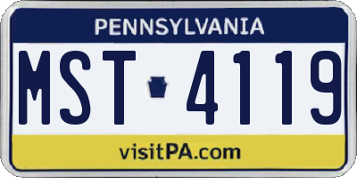 PA license plate MST4119