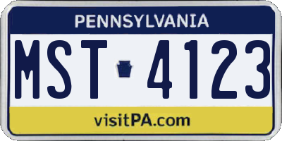PA license plate MST4123