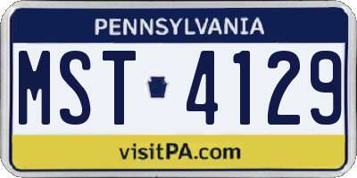 PA license plate MST4129