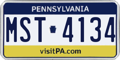 PA license plate MST4134