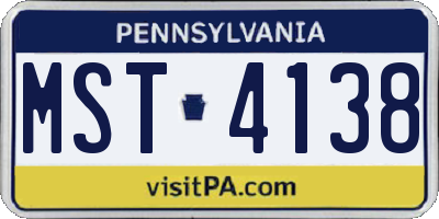 PA license plate MST4138
