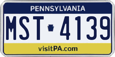 PA license plate MST4139