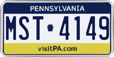 PA license plate MST4149