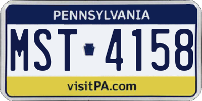 PA license plate MST4158