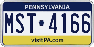 PA license plate MST4166