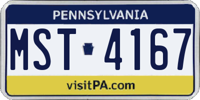 PA license plate MST4167