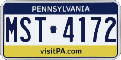 PA license plate MST4172
