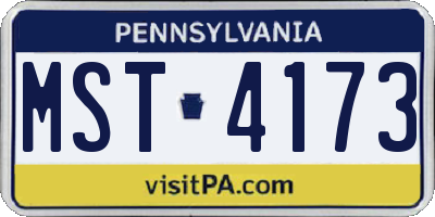 PA license plate MST4173