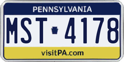 PA license plate MST4178