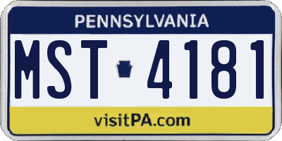 PA license plate MST4181