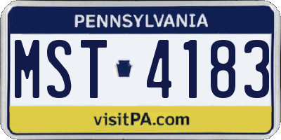 PA license plate MST4183
