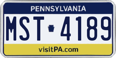 PA license plate MST4189