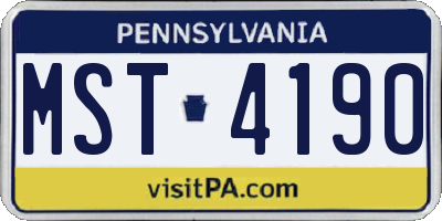 PA license plate MST4190