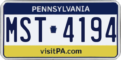 PA license plate MST4194