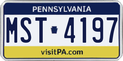 PA license plate MST4197