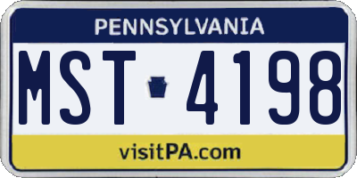PA license plate MST4198