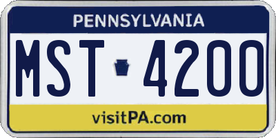 PA license plate MST4200