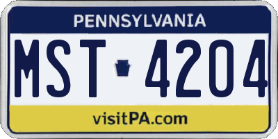 PA license plate MST4204