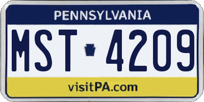 PA license plate MST4209