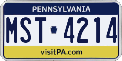 PA license plate MST4214