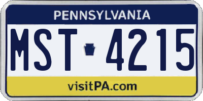 PA license plate MST4215