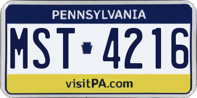 PA license plate MST4216