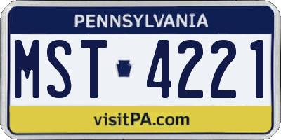 PA license plate MST4221