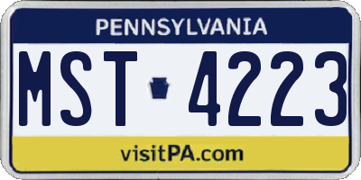 PA license plate MST4223