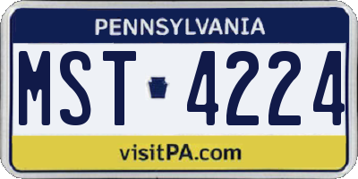 PA license plate MST4224