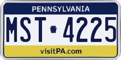 PA license plate MST4225